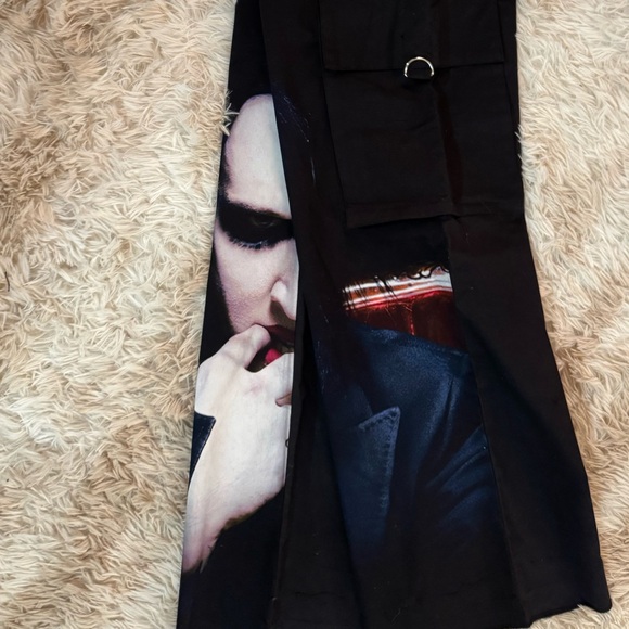 Dolls Kill Marilyn Manson Black Graphic Cargo Pants - Picture 11 of 12